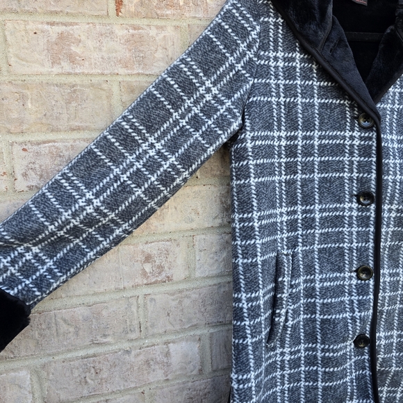 Ike Behar Womens Hounds Tooth Hooded Jacket Coat Super Soft & Warm Size Small - Picture 3 of 14